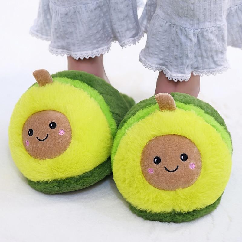 Cute Avocado Fluffy Plush Slippers