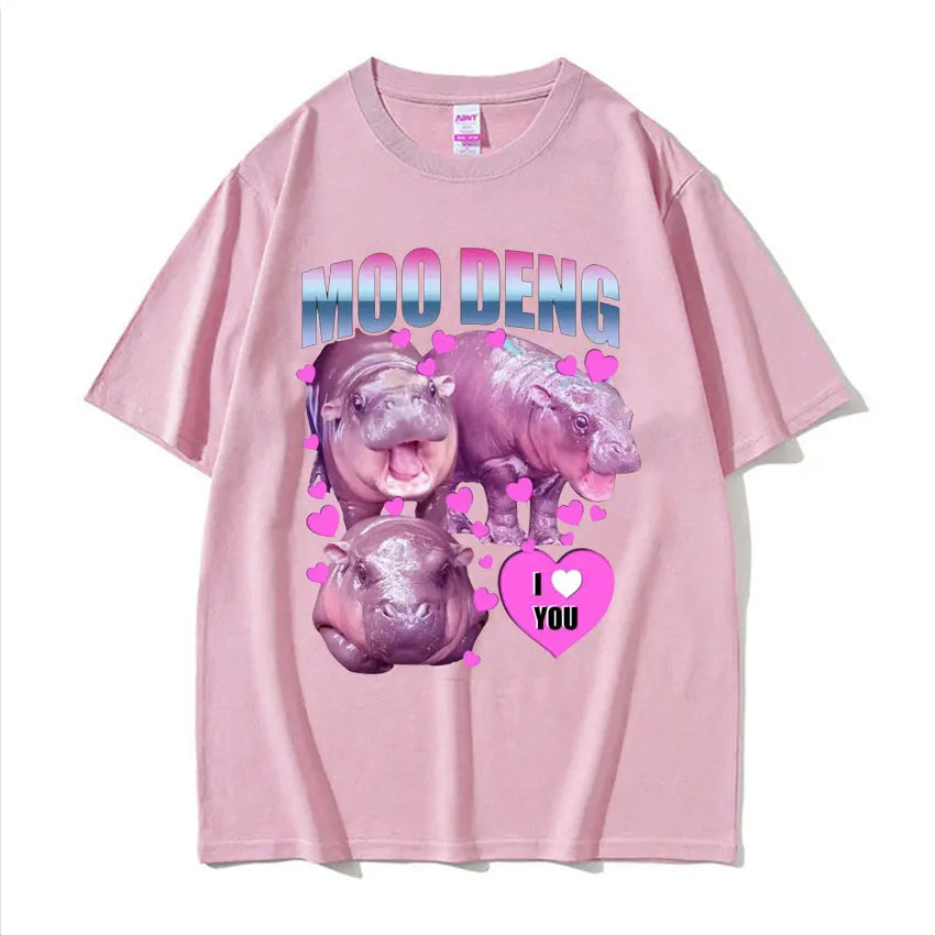 Moo Deng I Love You Pygmy Hippo T Shirt