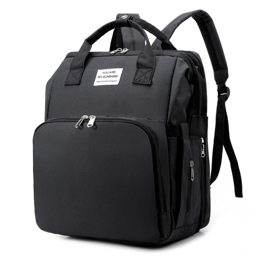 Convertible Diaper Bag Backpack With Portable Crib