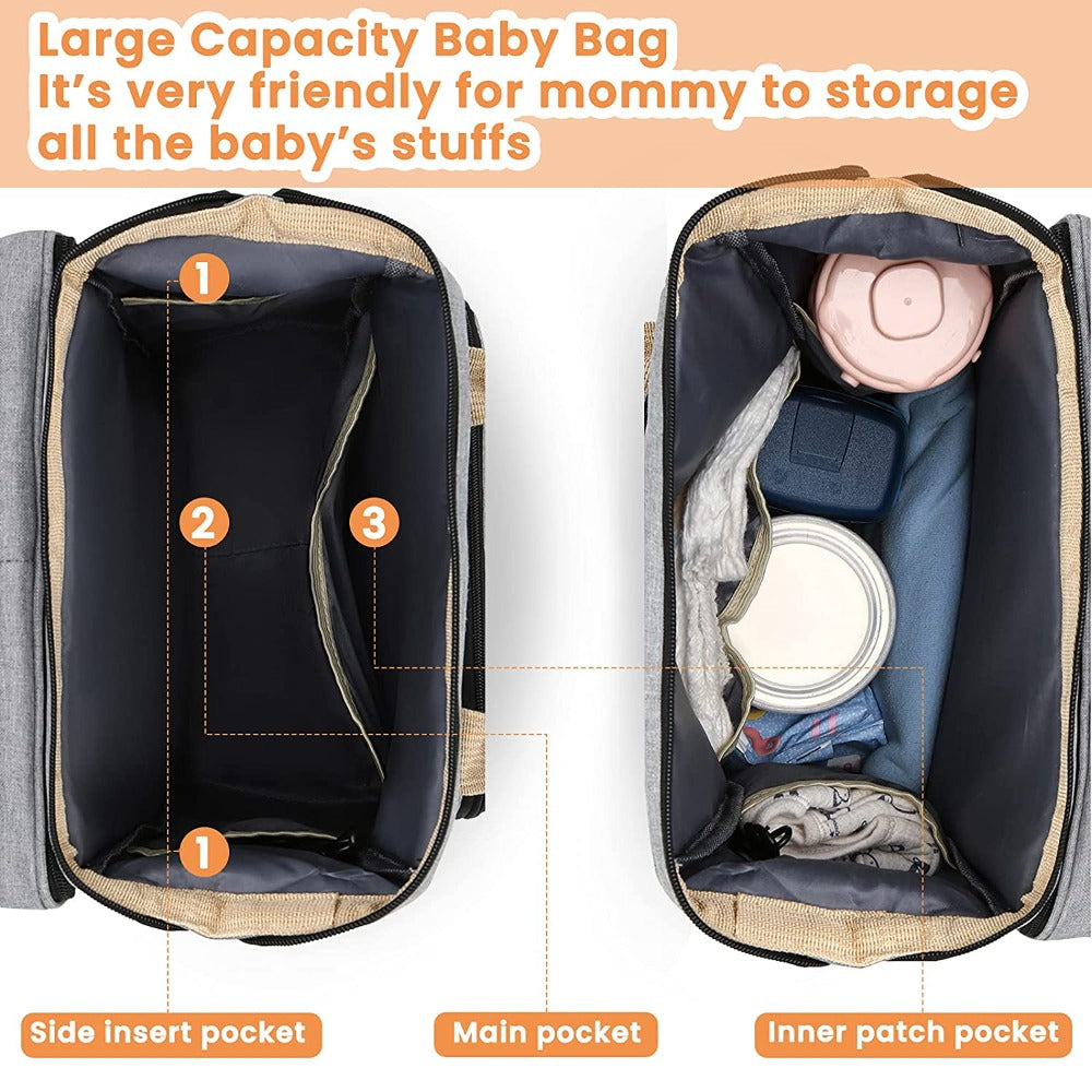 Convertible Diaper Bag Backpack With Portable Crib