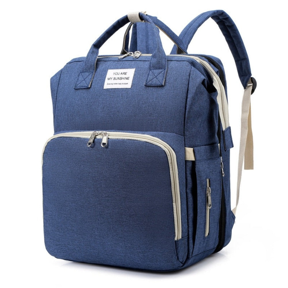 Convertible Diaper Bag Backpack With Portable Crib