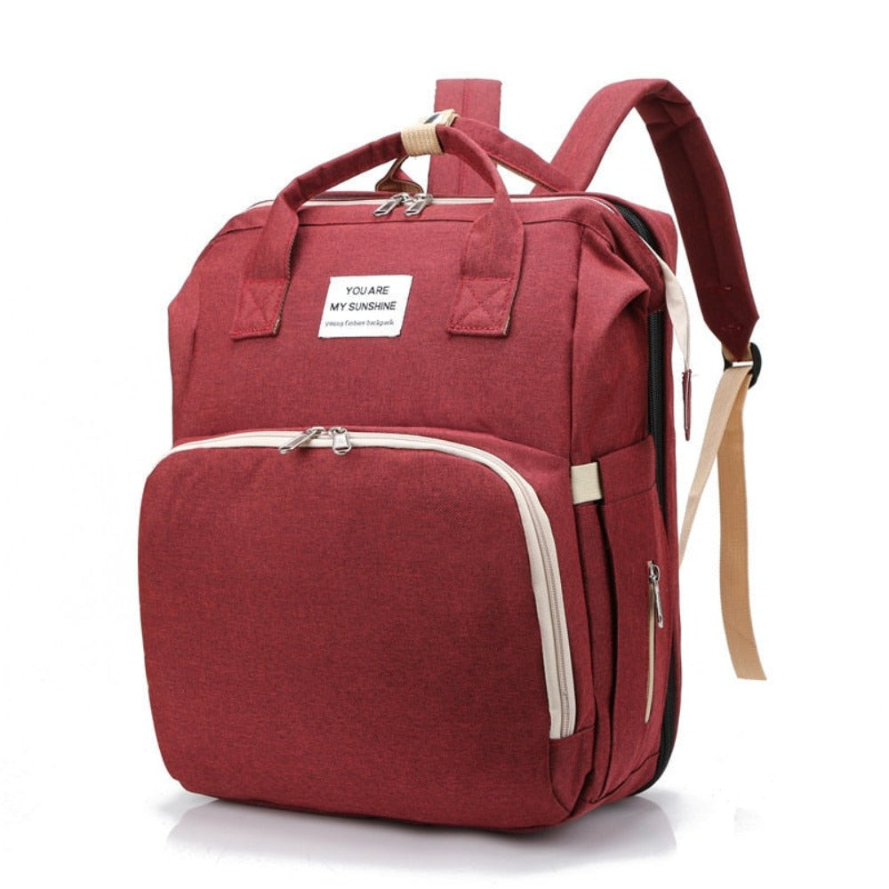 Convertible Diaper Bag Backpack With Portable Crib