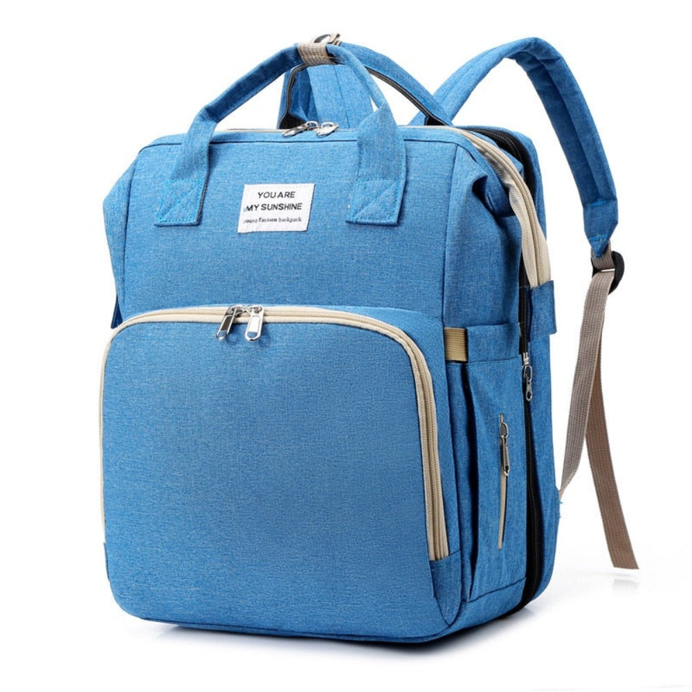 Convertible Diaper Bag Backpack With Portable Crib