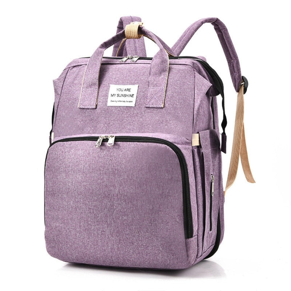 Convertible Diaper Bag Backpack With Portable Crib
