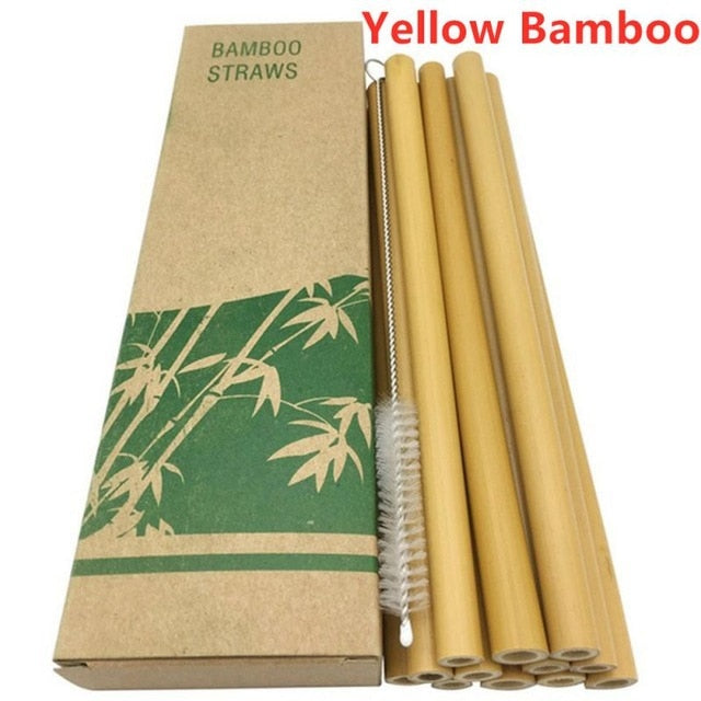 10Pcs/Set Japanese Bamboo Reusable Drinking Straws With Case - Yakudatsu