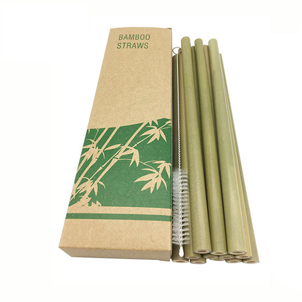 10Pcs/Set Japanese Bamboo Reusable Drinking Straws With Case - Yakudatsu