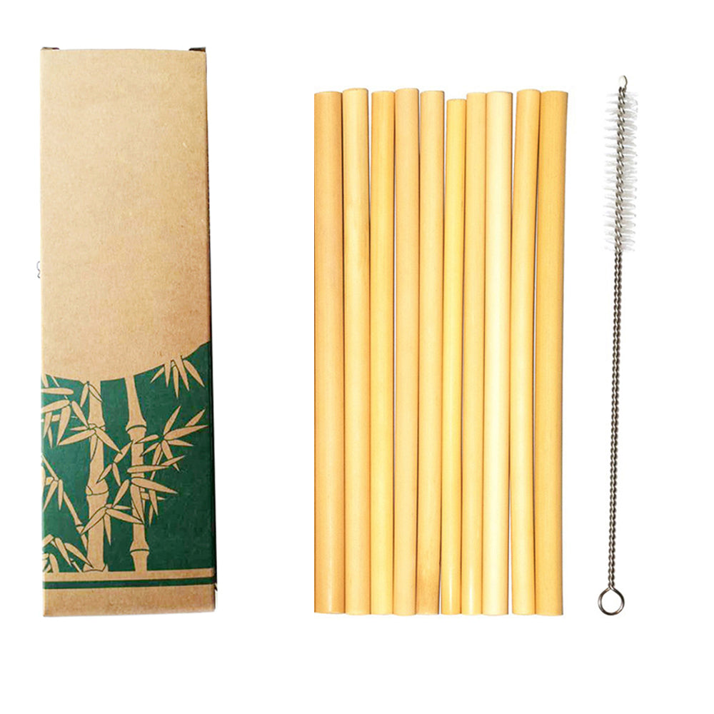 10Pcs/Set Japanese Bamboo Reusable Drinking Straws With Case - Yakudatsu