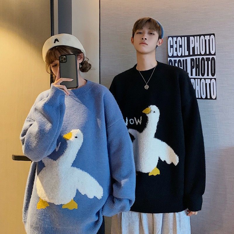 Korea Style Wow Duck Cartoon Oversized Sweater