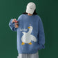 Korea Style Wow Duck Cartoon Oversized Sweater