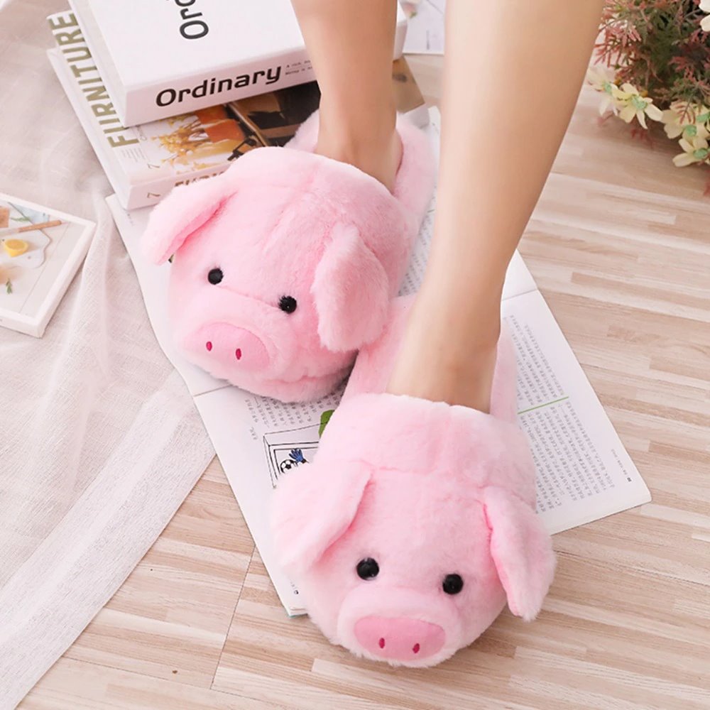 Pink Piggy Plush Slippers