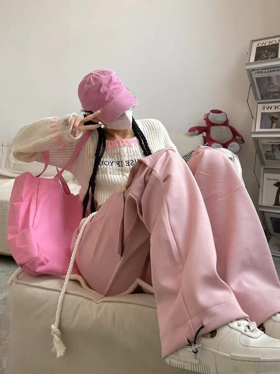 Pink K-pop Women's Y2K Cargo Pants