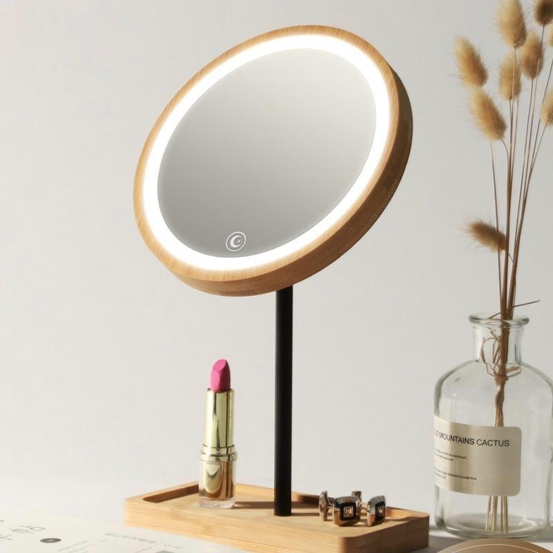 Wooden Illuminated Makeup Mirror - Yakudatsu