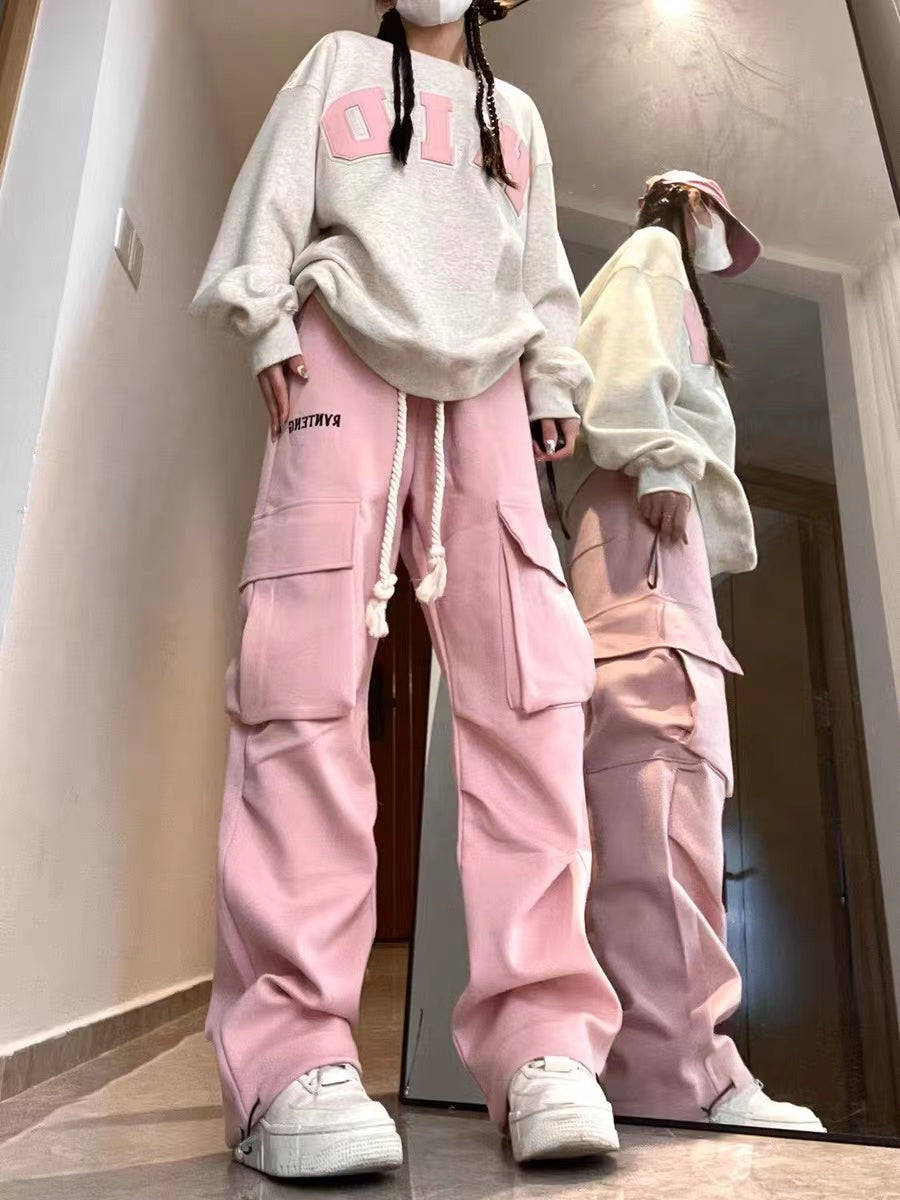 Pink K-pop Women's Y2K Cargo Pants