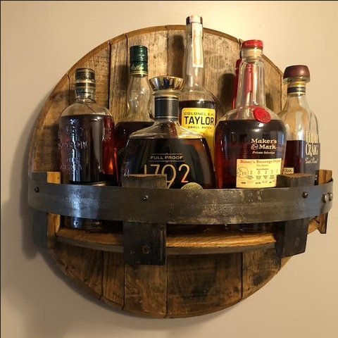 Bourbon Whiskey Barrel Decorative Shelf