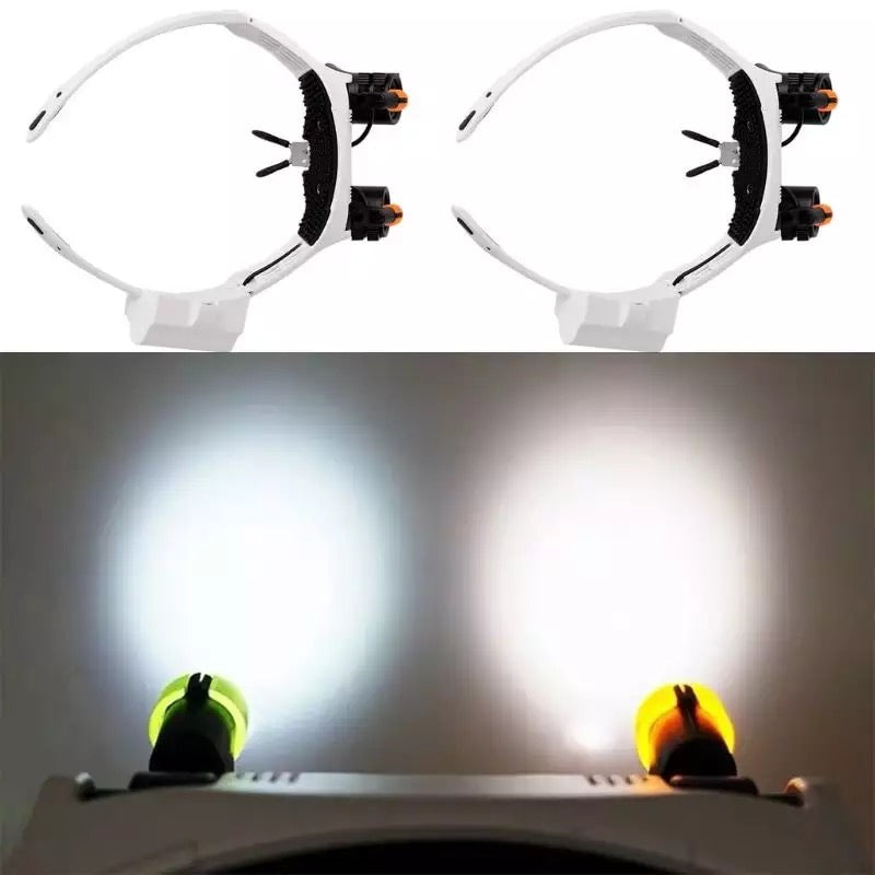 Jeweller Headband Magnifier 8 Lens LED Light Glasses