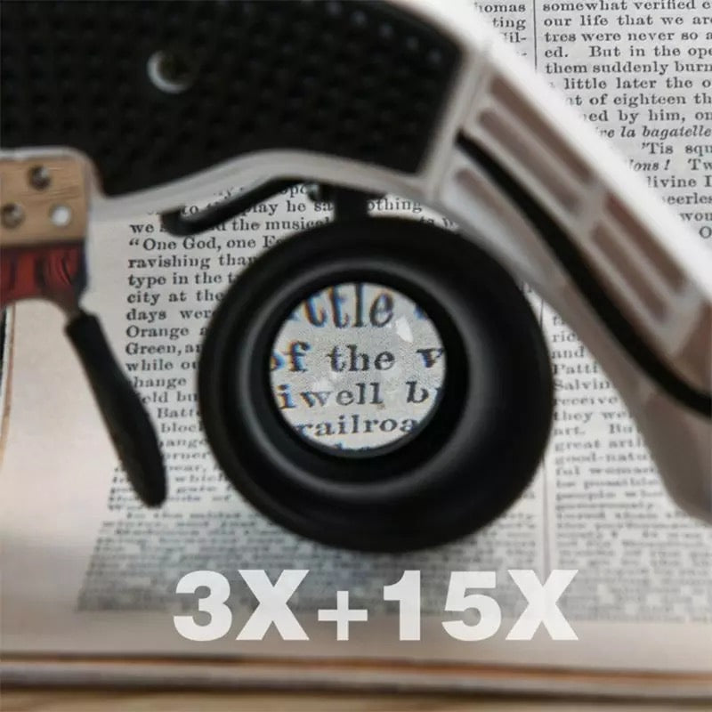 Jeweller Headband Magnifier 8 Lens LED Light Glasses