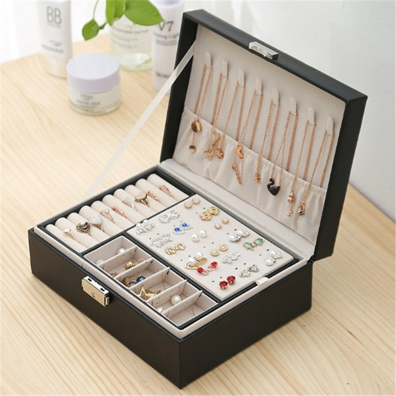 Multi-Compartment Leather Jewellery Box