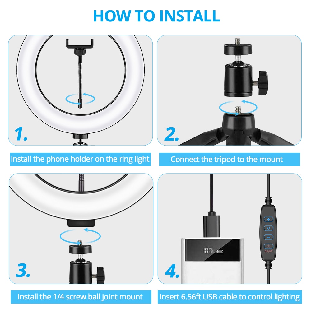 Influencer Halo Ring Light Kit - 10" LED, Desktop Stand And Phone Holder - Yakudatsu