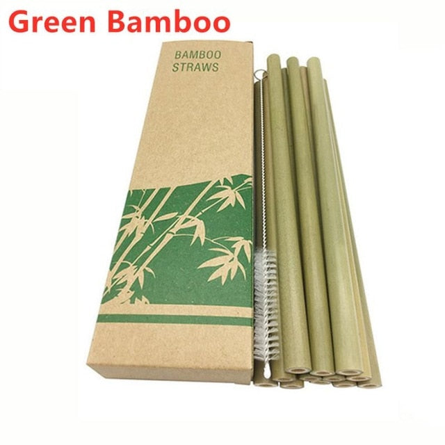 10Pcs/Set Japanese Bamboo Reusable Drinking Straws With Case - Yakudatsu