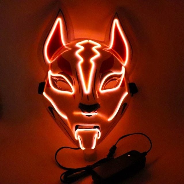LED Japanese Fox Light Up Masquerade Halloween Party - Yakudatsu